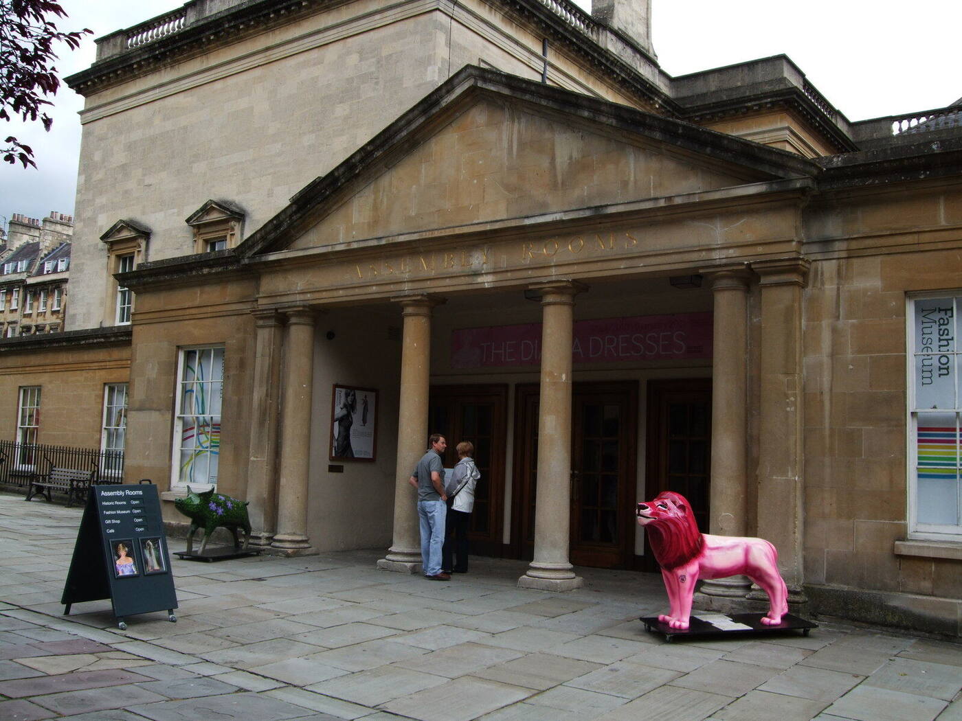 The stone exterior of the Assembly Rooms on Bennett Street